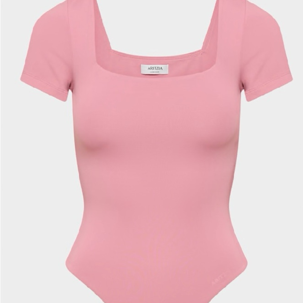 Aritzia Square Neck Pink Bodysuit